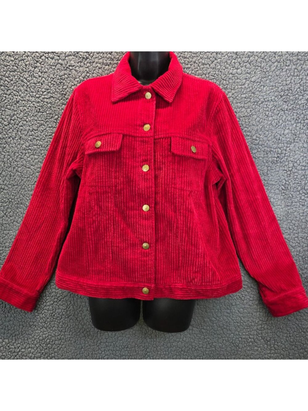 Catherine Stewart Corduroy Barn Jacket L Red Chore Country Retro Tomato Girl